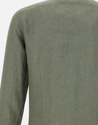 BARBA Camicia in  lino GREEN Uomo 