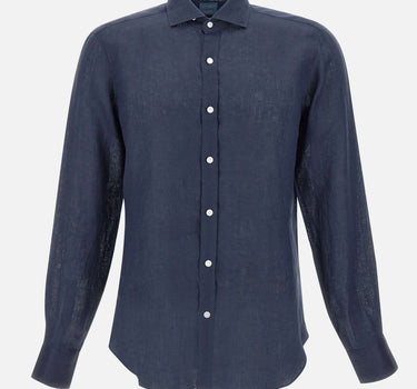 BARBA Camicia in  lino BLUE Uomo 