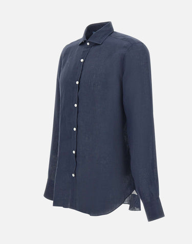 BARBA Camicia in  lino BLUE Uomo 