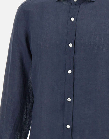 BARBA Camicia in  lino BLUE Uomo 