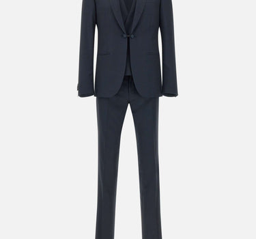CORNELIANI Completo da cerimonia tre pezzi in fresco lana BLUE Uomo 