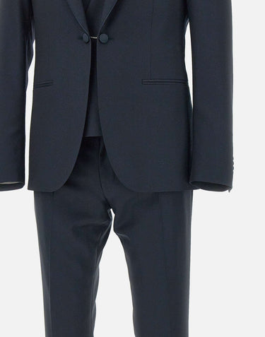 CORNELIANI Completo da cerimonia tre pezzi in fresco lana BLUE Uomo 