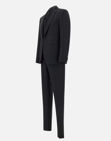 CORNELIANI Completo tre pezzi in  lana BLACK Uomo 