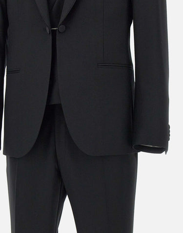 CORNELIANI Completo tre pezzi in  lana BLACK Uomo 
