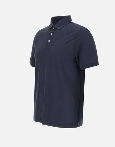 DIKTAT Polo in crepe di cotone BLUE Uomo 