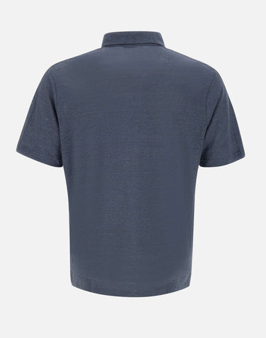 DIKTAT Polo in lino BLUE Uomo 