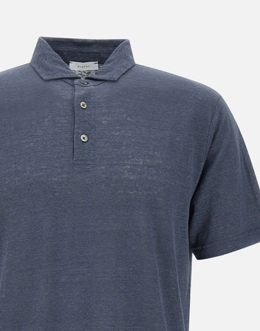 DIKTAT Polo in lino BLUE Uomo 