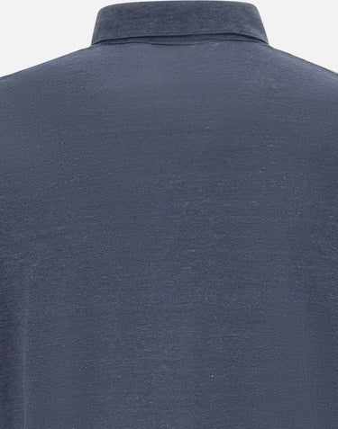 DIKTAT Polo in lino BLUE Uomo 