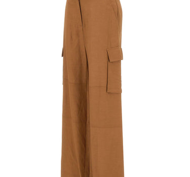 KAOS Pantaloni cargo in misto lino BROWN Donna 
