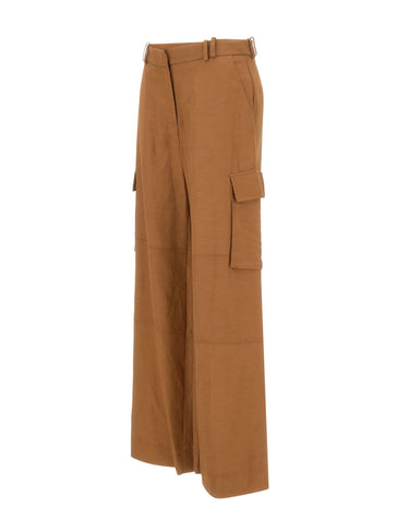 KAOS Pantaloni cargo in misto lino BROWN Donna 