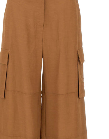 KAOS Pantaloni cargo in misto lino BROWN Donna 