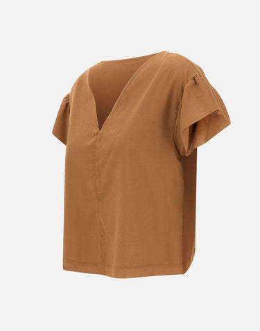 KAOS Blusa in mussola di cotone BROWN Donna 