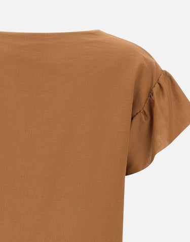 KAOS Blusa in mussola di cotone BROWN Donna 