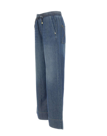 KAOS Jeans palazzo con coulisse BLUE Donna 