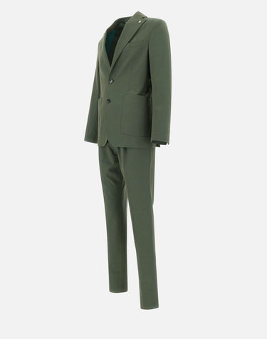 MANUEL RITZ Completo "Nuvola" in cotone e  lana stretch GREEN Uomo 