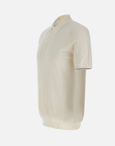 DELLA CIANA CASHMERE Polo in cotone a maxi coste WHITE Uomo 
