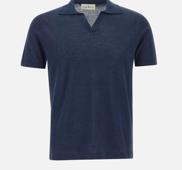 DELLA CIANA CASHMERE Polo in misto lino e cotone BLUE Uomo 
