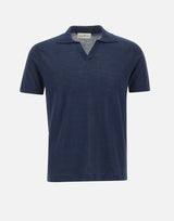 DELLA CIANA CASHMERE Polo in misto lino e cotone BLUE Uomo 