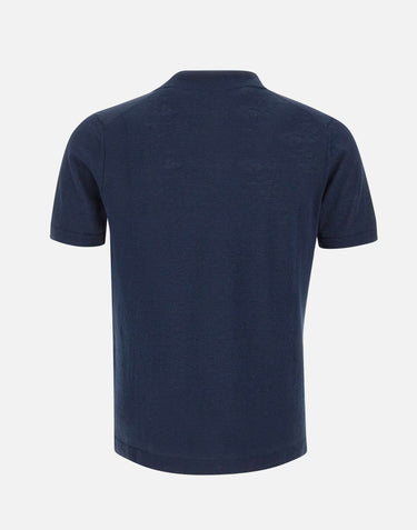 DELLA CIANA CASHMERE Polo in misto lino e cotone BLUE Uomo 