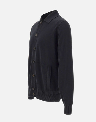 FILIPPO DE LAURENTIIS Cardigan con collo polo BLACK Uomo 