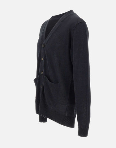FILIPPO DE LAURENTIIS Cardigan in misto lino BLACK Uomo 