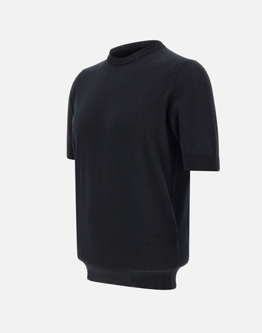 FILIPPO DE LAURENTIIS Maglia  in crêpe di cotone BLACK Uomo 