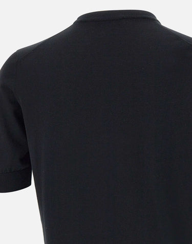 FILIPPO DE LAURENTIIS Maglia  in crêpe di cotone BLACK Uomo 