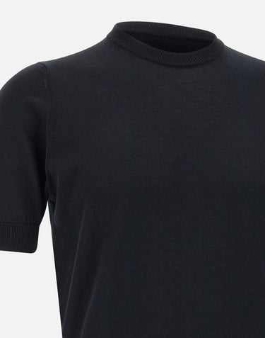 FILIPPO DE LAURENTIIS Maglia  in crêpe di cotone BLACK Uomo 