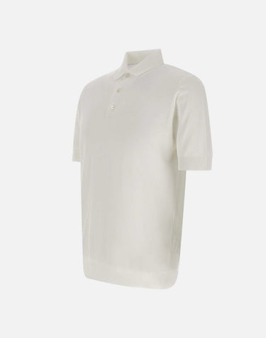 FILIPPO DE LAURENTIIS Polo in crêpe di cotone WHITE Uomo 