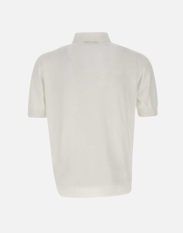 FILIPPO DE LAURENTIIS Polo in crêpe di cotone WHITE Uomo 