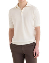FILIPPO DE LAURENTIIS Polo in cotone con lavorazione a treccine WHITE Uomo 