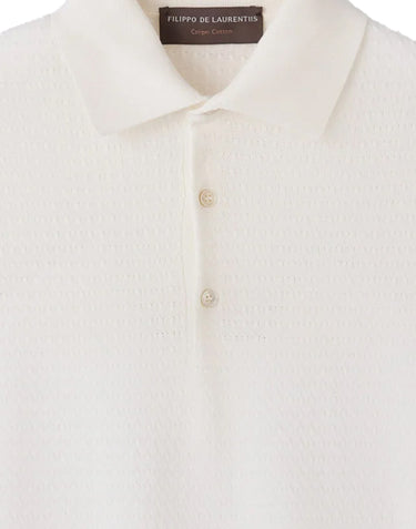 FILIPPO DE LAURENTIIS Polo in cotone con lavorazione a treccine WHITE Uomo 