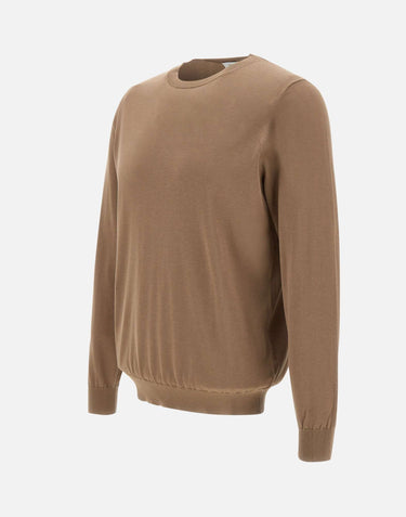 KANGRA Maglia in filato di seta e cotone BROWN Uomo 