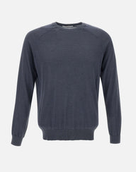 KANGRA Maglia in filato di seta e cashmere BLUE Uomo 