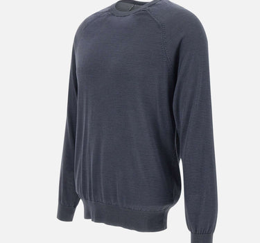 KANGRA Maglia in filato di seta e cashmere BLUE Uomo 