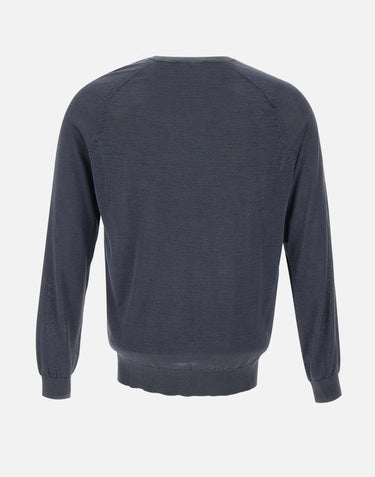 KANGRA Maglia in filato di seta e cashmere BLUE Uomo 