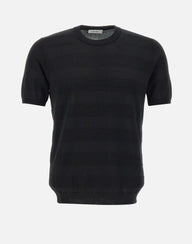 KANGRA T-shirt in maglia di cotone filato extrafine BLACK Uomo 
