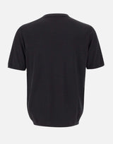 KANGRA Maglia a maniche corte in misto seta e cotone BLACK Uomo 