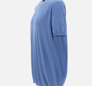 KANGRA Maglia a maniche corte in misto seta e cotone Light Blue Uomo 
