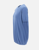 KANGRA Maglia a maniche corte in misto seta e cotone Light Blue Uomo 