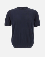 KANGRA Maglia a maniche corte in misto seta e cotone BLUE Uomo 