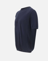 KANGRA Maglia a maniche corte in misto seta e cotone BLUE Uomo 