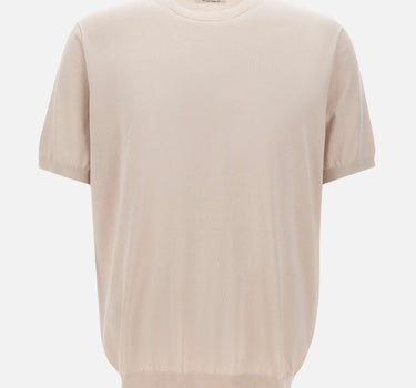 KANGRA Maglia a maniche corte in misto seta e cotone BEIGE Uomo 