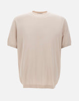KANGRA Maglia a maniche corte in misto seta e cotone BEIGE Uomo 