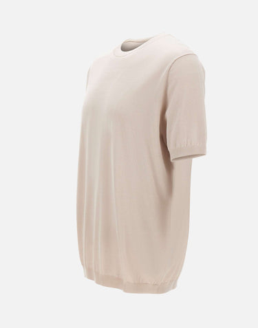 KANGRA Maglia a maniche corte in misto seta e cotone BEIGE Uomo 
