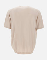 KANGRA Maglia a maniche corte in misto seta e cotone BEIGE Uomo 