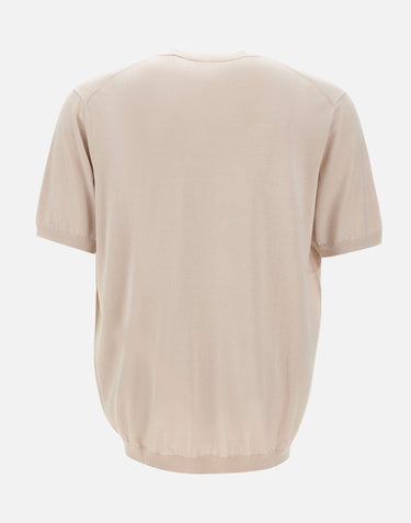 KANGRA Maglia a maniche corte in misto seta e cotone BEIGE Uomo 