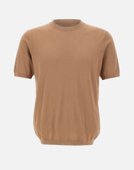 KANGRA Maglia a maniche corte in misto seta e cotone BROWN Uomo 
