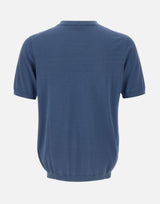 KANGRA Maglia a maniche corte in misto seta e cotone BLUE Uomo 