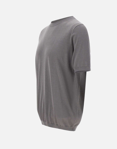 KANGRA Maglia a maniche corte in misto seta e cotone GREY Uomo 